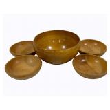 Wooden Salad Bowl Set, 5pcs - 5 x 9, 6 x 2
