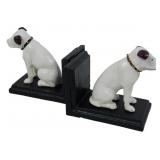 Pr Cast Iron RCA Dog Bookends 5x5x3