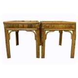 Pair Rattan End Tables, No Glass