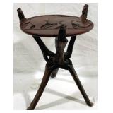 Hand Carved African Round Tripod Table