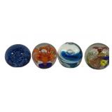 4 Art Glass Paperweights - 2.5"