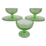 5pcs Green Uranium Glass Dishes