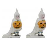 Pair Cast Iron Halloween Ghost Banks 6"