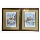 Pair Framed Prints 21 x 17