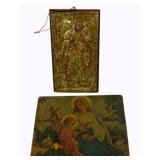 Mexican Retable Painted on Tin & Gold Gilded Icon