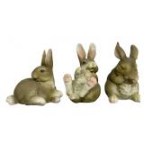 3 Resin Bunny Figures - 7 x 5