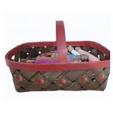 Apple Basket w/ spools of assorted thread