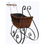 Metal & Wicker Doll Sleigh 36 x 38 x 19