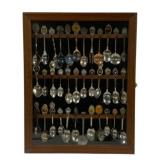 36 Collector Spoons in Display Case 16.5 x 13