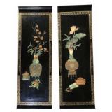 Pair Oriental Carved Panels 36 x 12