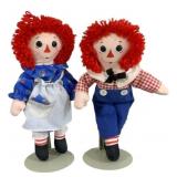 Raggedy Ann & Andy Dolls w/ Stands - 13"