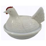 Milk Glass Covered Dish - 4.5 x 3.5 x 4