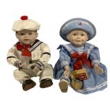 2 Porcelain Dolls by Knowles - 10"