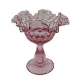 Fenton Pink Glass Compote Candy Dish