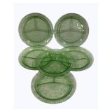 6 Green Uranium Cameo Ballerina Grill Plates