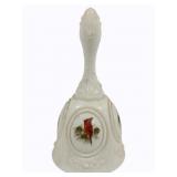 Hand Painted Milk Glass Bell, Signed - 7"