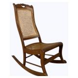 Vintage Cane Back & Seat Rocking Chair