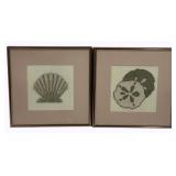 2 Framed Beachy Cross Stitch - 11 1/4 x 11 1/4