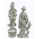 Pair Oriental Porcelain Figurines 12 & 11"