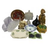 Lot of Assorted Items - Candy Jar, Cut Stone
