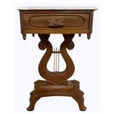 Marble Top Rose Carved 1 Drawer Table