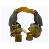 4 Agate Carved Bird Figurines