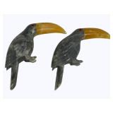 2 Carved Stone Birds - 10"