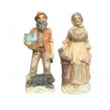 2 Hobbyists Ceramic Man & Woman Figures - 10"