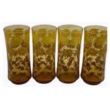 4 Amber Daisy Glasses - 6.5