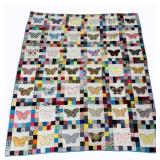 Hand Stitched Quilt w/ Butterflies 88 x 72