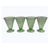 4 Green Uranium Glasses - 5"