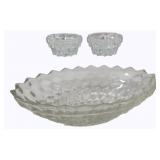 Fostoria American Glass Oval Bowl w/candle holders
