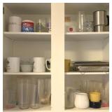 Cabinet Lot of Assorted Glasses, Mugs & More