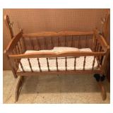 Antique Wood Cradle - 22 x 38 x 36