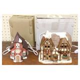 2 Lighted Village Houses w/ Box