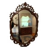 Ornate Carved Wood Mirror - 47 x 30