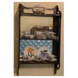 Wood Shelf w/ Cups & Saucer Sets - 16 x 28 x 6.5