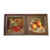 2 Needlepoint Framed Pictures - 6.5 x 6.5