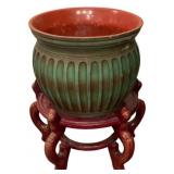 Pottery Planter w/ Stand - 11.5 x 9
