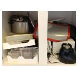 Cabinet Lot of Assorted Pots, Cookware & More
