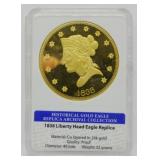 1838 Liberty Head Eagle Replica, 24K Clad