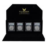 Set of 4 PCGS MS70 2021 Silver Eagles in Case