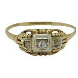14K Gold Diamond Ring Size: 7, 0.05oz