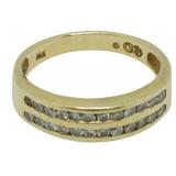 14K Gold Ring, Diamond Banded, Ring Size: 6.5
