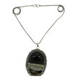 Banded Onyx Pendant Necklace with Chain