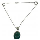 Green Onyx Pendant Necklace with Chain