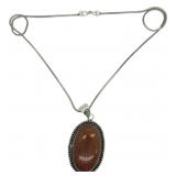 Red Sun Stone Pendant Necklace with Chain