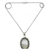 Mother of Pearl Pendant Necklace with Chain