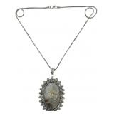 Agate Gemstone Pendant Necklace with Chain