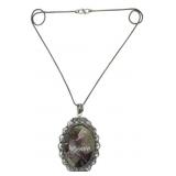 Blood Stone Pendant Necklace with Chain
